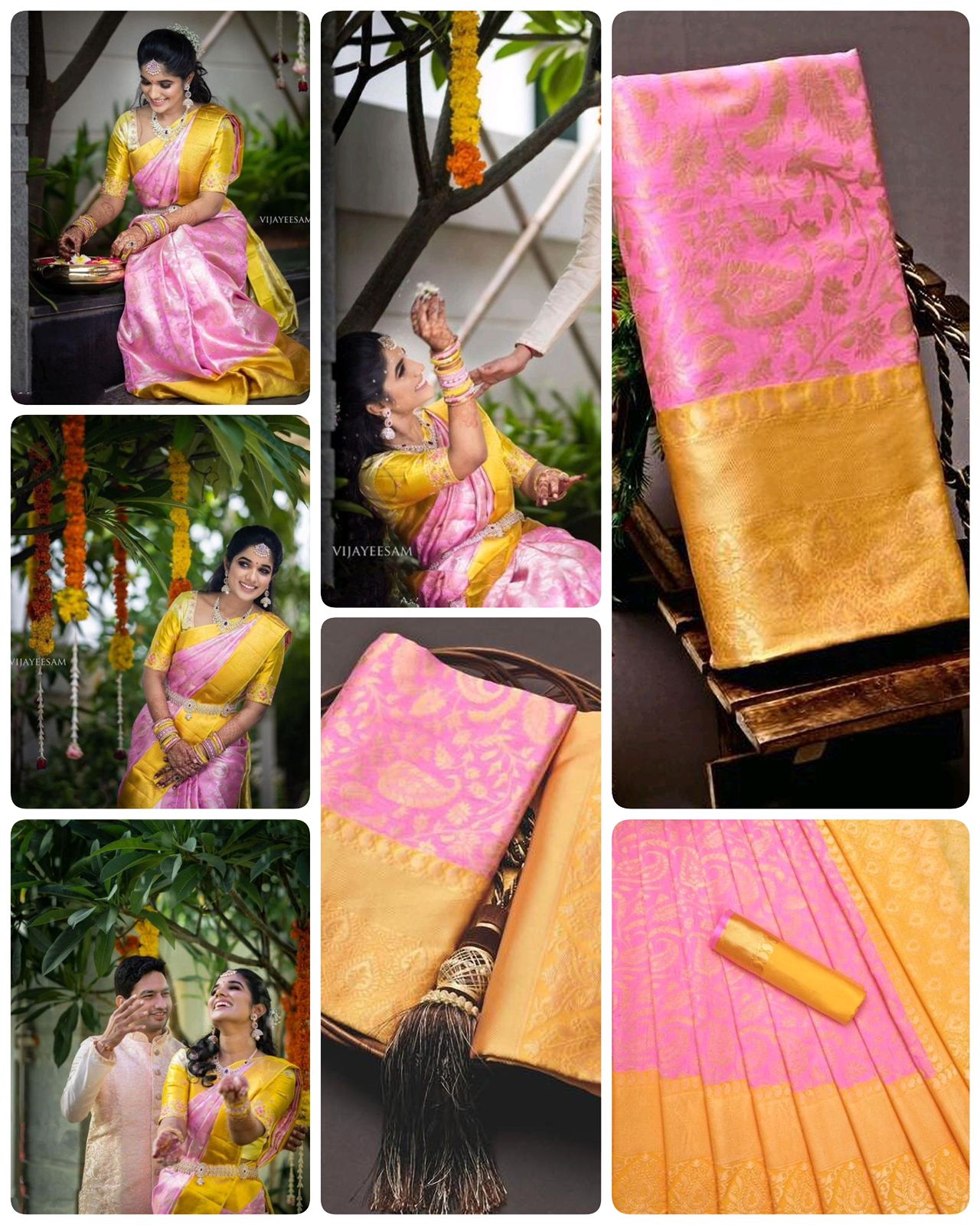 Musterd Pink By Aab Art Silk Wedding Wear Saree Wholesale In India